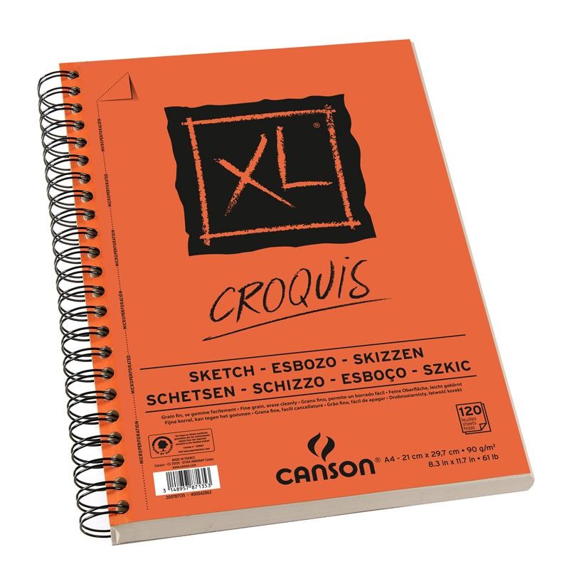 Bloc XL Croquis 90g/m² Canson, à spirales grand côté