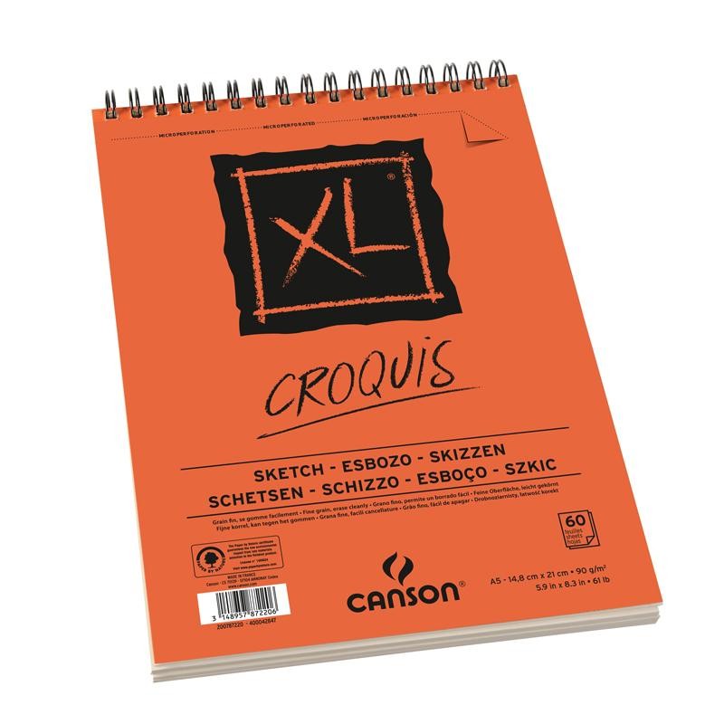 Blocs XL Croquis 90g/m² Canson à spirales petit côté