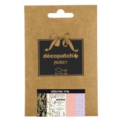 Pochette Décopatch Pocket n°16, 5 feuilles 30x40 cm assorties