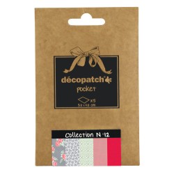 Pochette Décopatch Pocket n°12, 5 feuilles 30x40 cm assorties