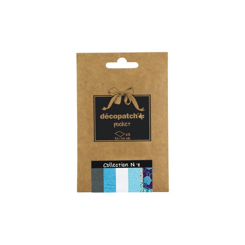 Pochette Décopatch Pocket n°8, 5 feuilles 30x40 cm assorties
