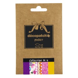 Pochette Décopatch Pocket n°5, 5 feuilles 30x40 cm assorties
