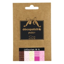 Pochette Décopatch Pocket n°3, 5 feuilles 30x40 cm assorties