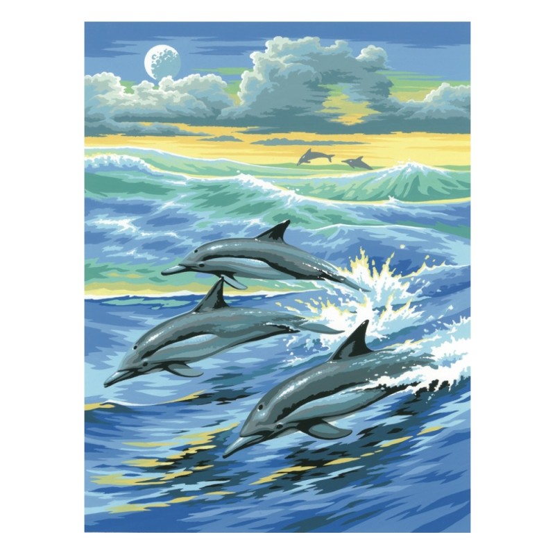 Peinture par numéros 25x30cm - Dauphins