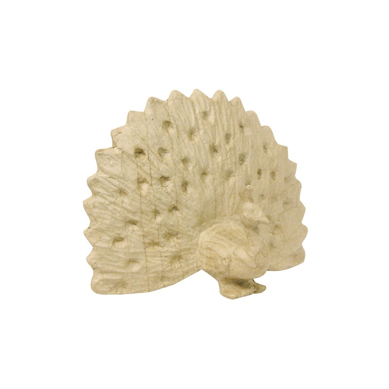 Paon en papier maché - 12.5x24x19cm