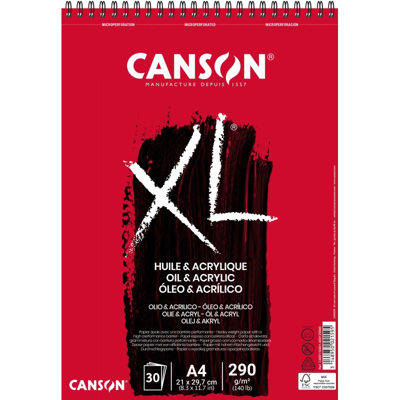 Blocs XL Huile & Acrylique 290g/m² Canson à spirales