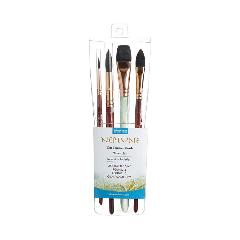 Princeton Pennello Neptune Syn Aquarelle - Piatto Lavaggio Taglia 1/4 - Setole Sintetiche Golden Taklon
