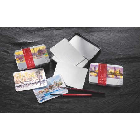 Boïte métal de 30 cartes postales aquarelle 230g/m²