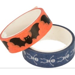 Masking Tape Halloween 5x15mm x2 pcs - Chauve-souris et squelette