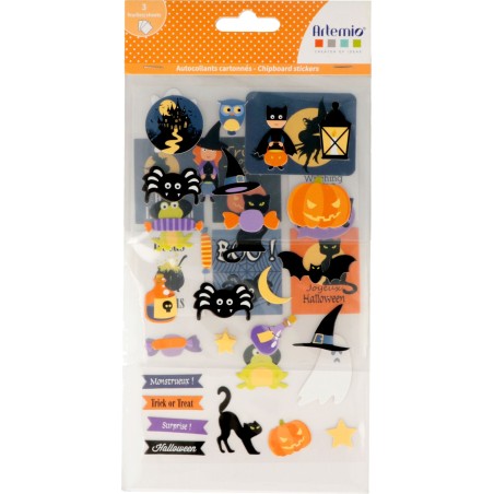 Planches de stickers cartonnés Halloween x3pcs