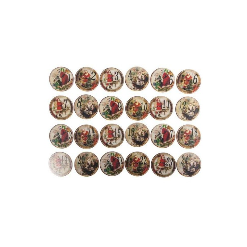 Chiffres en bois calendriers de l'Avent - Père Noël vintage