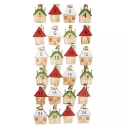 Pinces avec maison en bois - Calendrier de l'Avent chiffres 1à 24