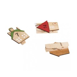 Pinces avec maison en bois - Calendrier de l'Avent chiffres 1à 24