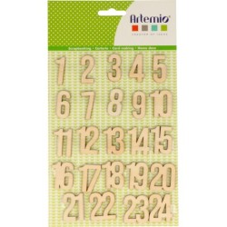 Chiffres en bois calendrier de l'Avent x24 pcs 