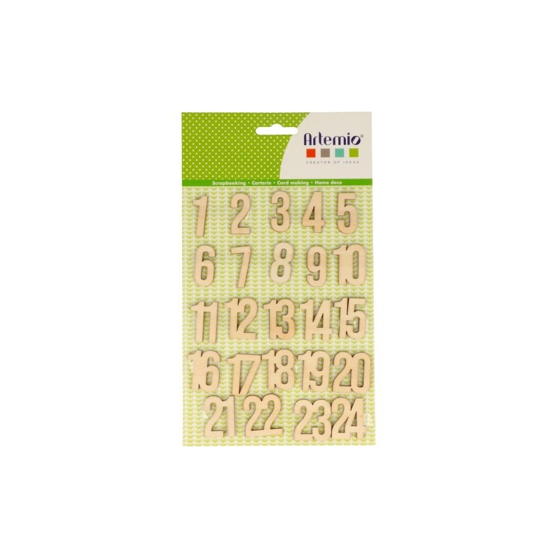 Set de 24 chiffres en bois pour calendrier de l'Avent
