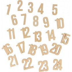 Chiffres en bois calendrier de l'Avent x24 pcs 
