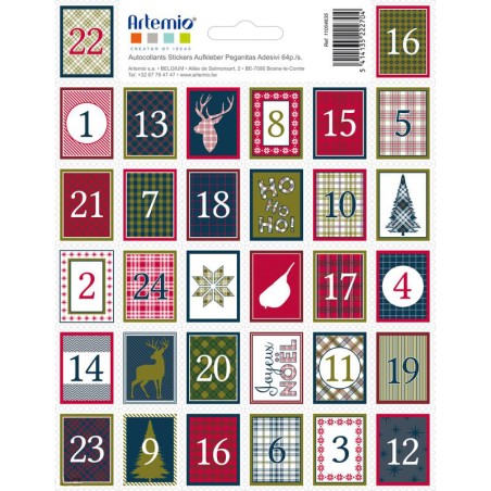 Stickers timbre x64pcs - Noël écossais