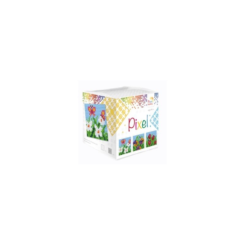 Kit Créatif Pixel cube 3 décors 4x4cm - Jardin fleuri