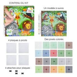 Kit Créatif Pixel tableau 12x12cm - Safari