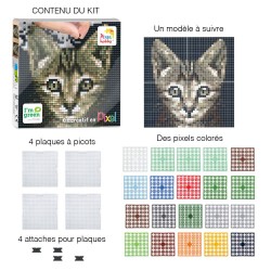 Kit Créatif Pixel tableau 12x12cm - Chat