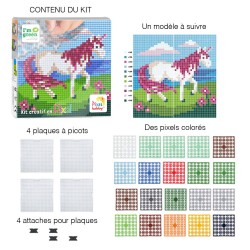 Kit Créatif Pixel tableau 12x12cm - Licorne