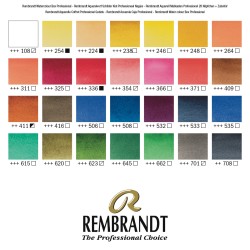 Coffret bois Professional aquarelle Rembrandt 28 demi-godets + accessoires