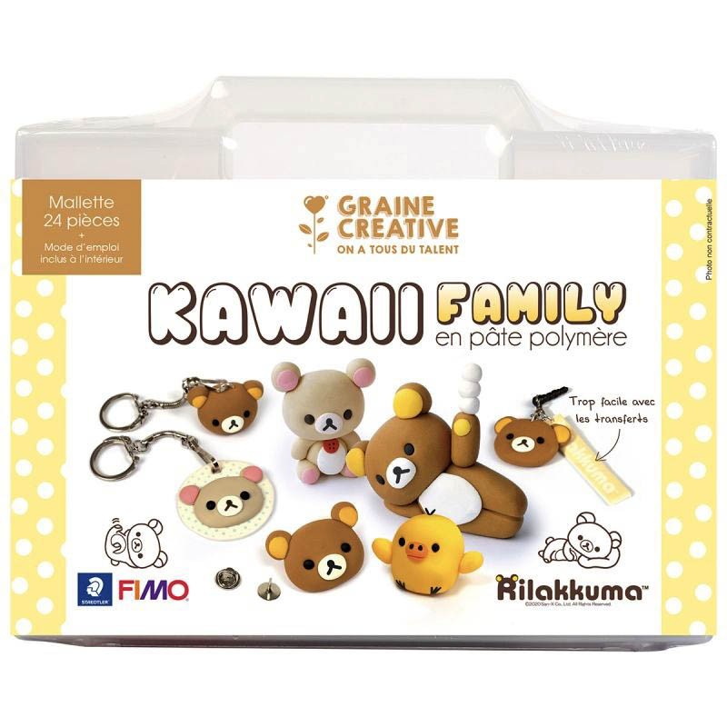 Malllette Kawaii family Rilakkuma - Créations en pâte polymère Fimo x24pcs