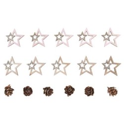 Miniatures en bois mix étoiles et pommes de pin ø2-4cm x16pcs