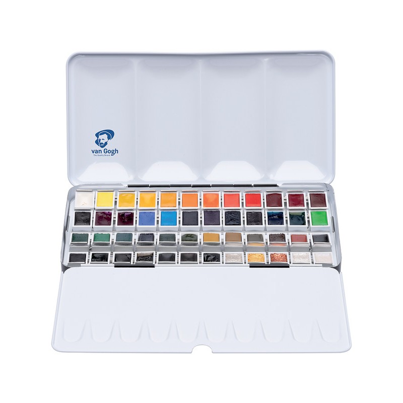 Boîte métal peinture aquarelle Van Gogh en demi-godets