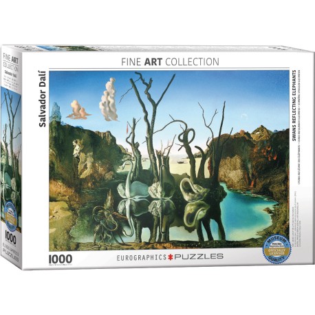 Puzzle 1000 pièces - Cygnes reflétant des éléphants de Dali