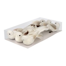 Set oiseaux sur pince x6pcs - Oiseaux blancs
