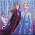 Kit tableau à diamanter Crytal Art Disney 30x30cm - Elsa, Anna et Olaf