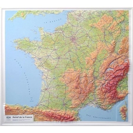 Carte en relief IGN de la France - 94x114 cm
