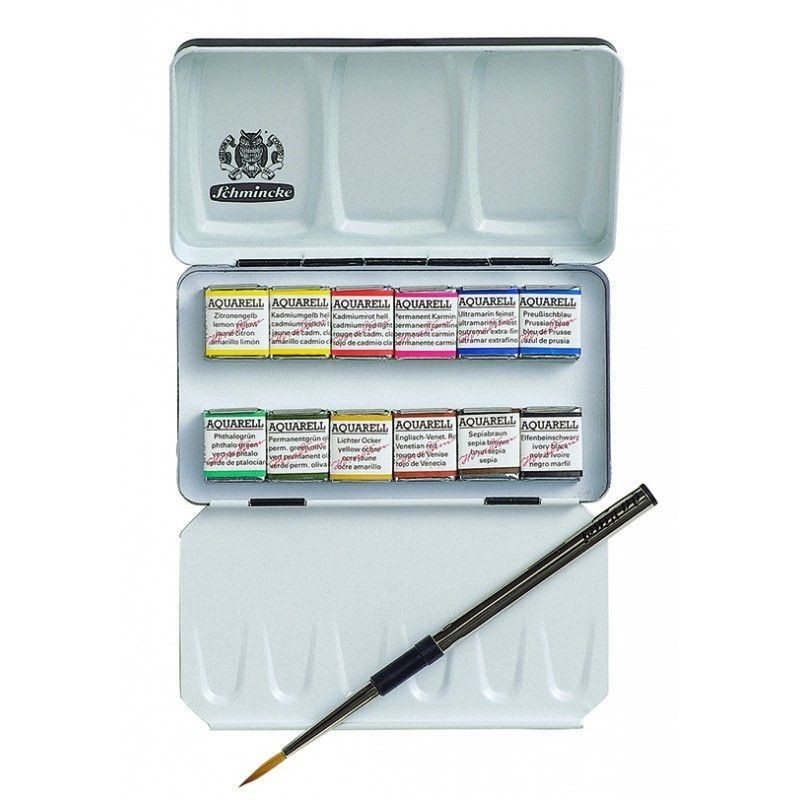 Boîtes métal aquarelle extra-fine Horadam Schmincke en 1/2 godets