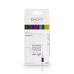 Pochette de 10 feutres Emott à pointe fine 0.4 mm