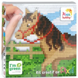 Kit Créatif Pixel tableau 12x12cm - Cheval au pré