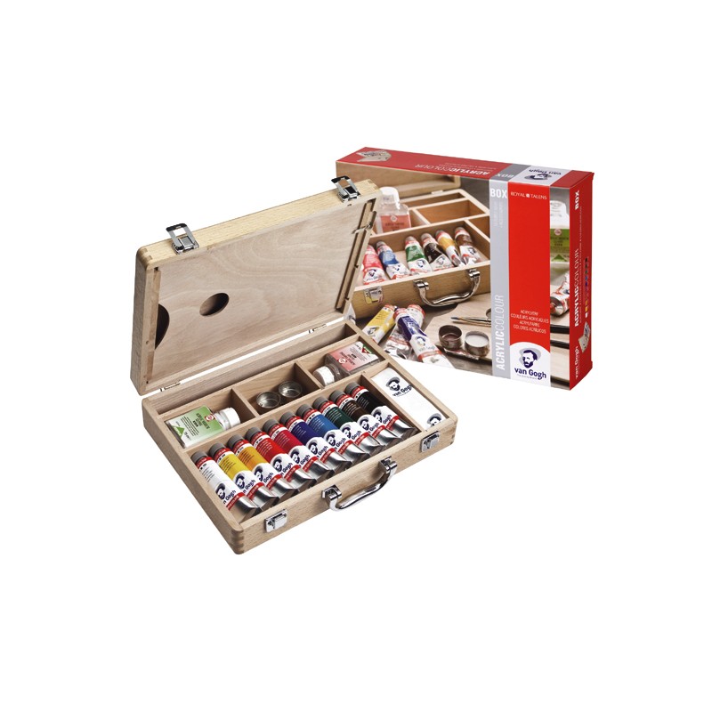 Coffret peinture acrylique Van Gogh Basic en bois pour s'initier