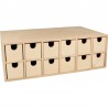 Calendrier de l'Avent rectangle en bois 24 tiroirs 33,5x20,5x11,5cm
