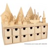 Calendrier de l'Avent rectangle en bois 24 tiroirs 33,5x20,5x11,5cm