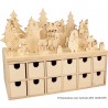 Calendrier de l'Avent rectangle en bois 24 tiroirs 33,5x20,5x11,5cm