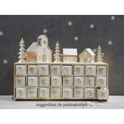 Calendrier de l'Avent Village 24 tiroirs - 44,5x12,5x18cm