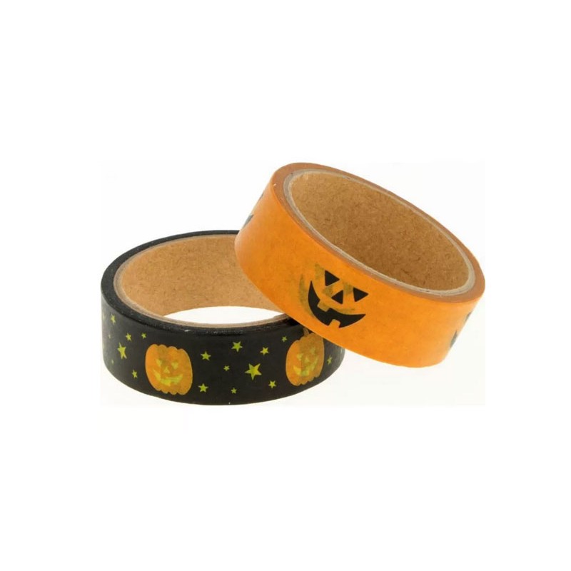 Masking tape 15mm x5m 2 rouleaux - Halloween Citrouilles