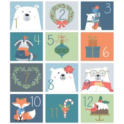 Stickers carrés 5x5cm x24 pcs - Beary Christmas