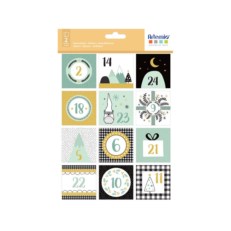 Stickers carrés 5x5cm x24 pcs - Imagine Christmas