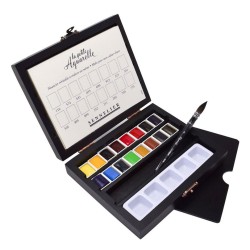 Coffret bois de 16 1/2 godets aquarelle fine "La petite aquarelle"