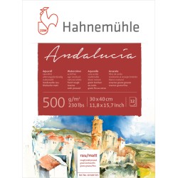 Bloc aquarelle Andalucia grain fin / torchon 500 g/m², 12 fls collées 4 côtés