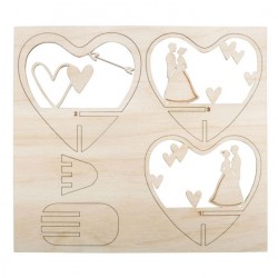 Set de pièces en bois à insérer coeur, Jeunes mariés, Ø10cm