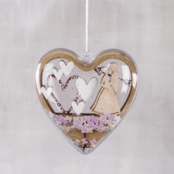 Set de pièces en bois à insérer coeur, Jeunes mariés, Ø10cm
