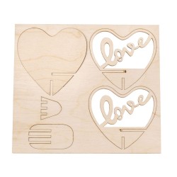 Set de pièces en bois à insérer coeur, Love, Ø10cm