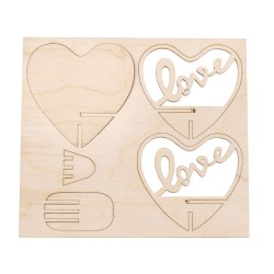 Set de pièces en bois à insérer coeur, Love, Ø10cm